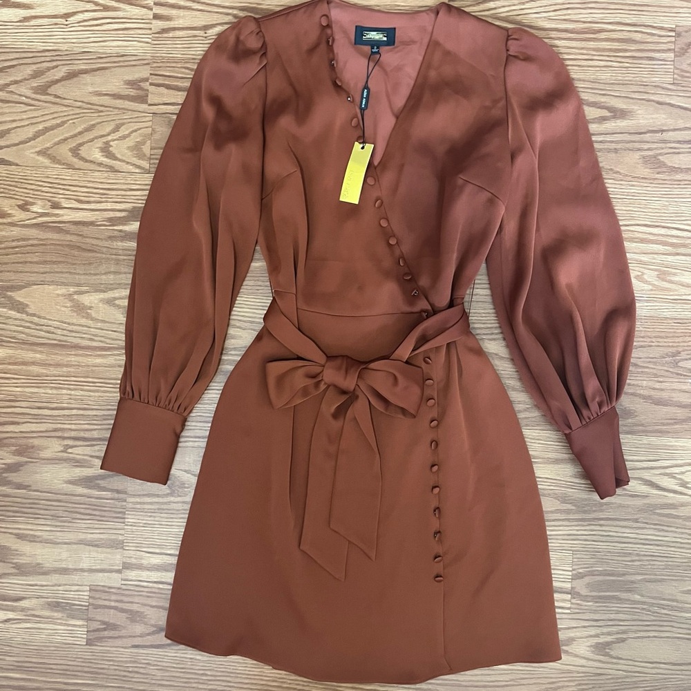 Elegant Burnt Orange Wrap Dress